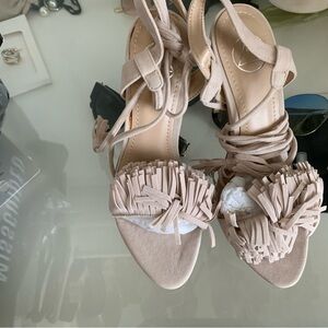 Fringe Faux Suede Tie up Sandals